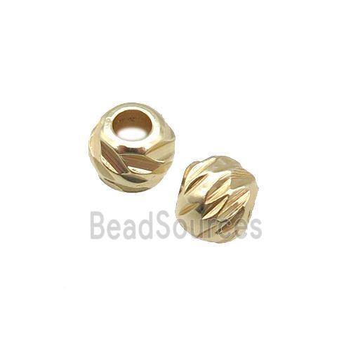 round copper carved beads, gold plated