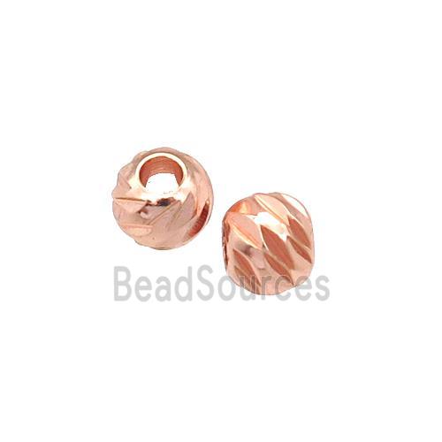 round copper carved beads, rose gold