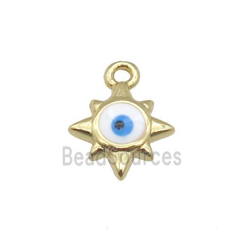 copper Evil Eye pendant with white enamel, gold plated