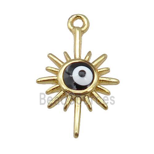 copper Evil Eye pendant with black enamel, gold plated