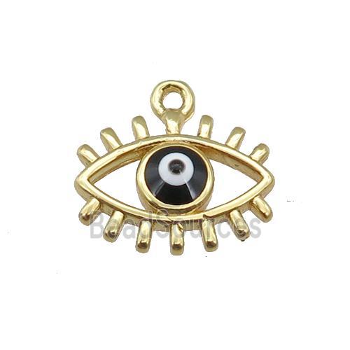 copper Evil Eye pendant with black enamel, gold plated