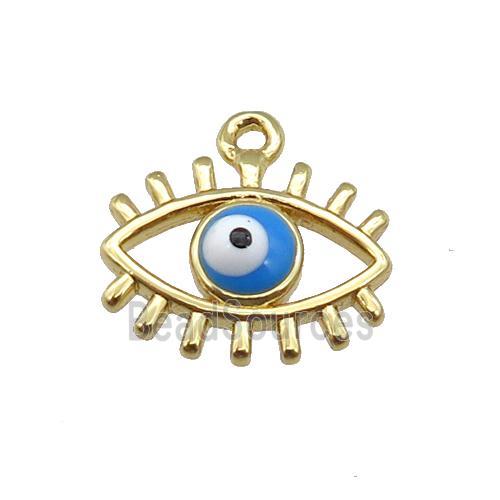 copper Evil Eye pendant with blue enamel, gold plated