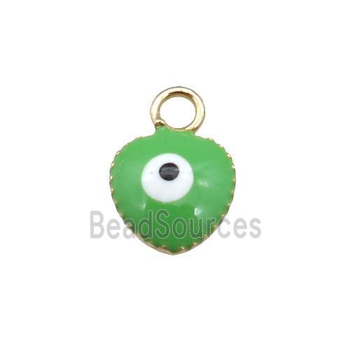 copper Evil Eye pendant with green enamel, gold plated