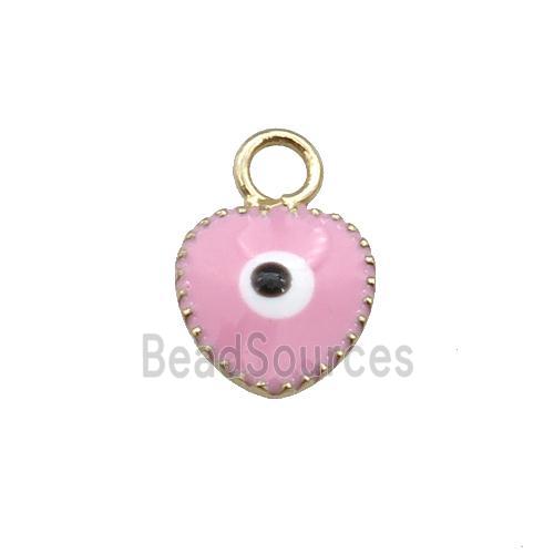 copper Evil Eye pendant with pink enamel, gold plated