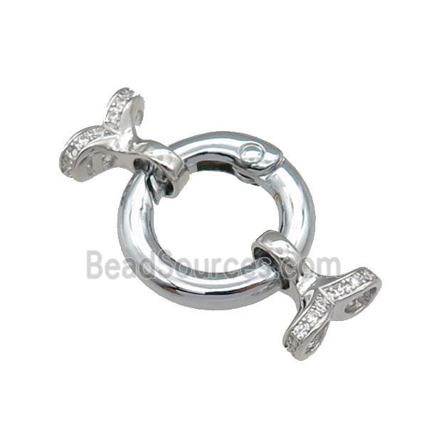 copper Clasp paved zircon, platinum plated