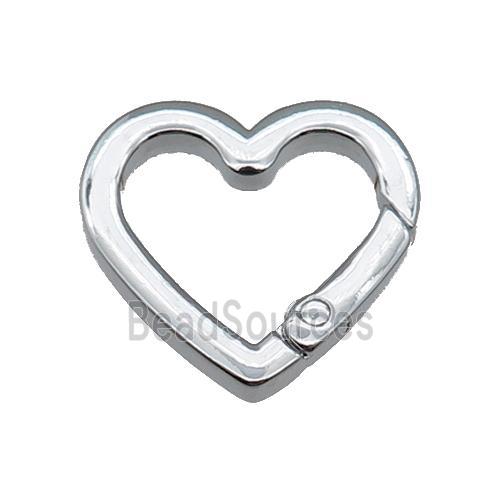 copper Carabiner Clasp, heart, platinum plated