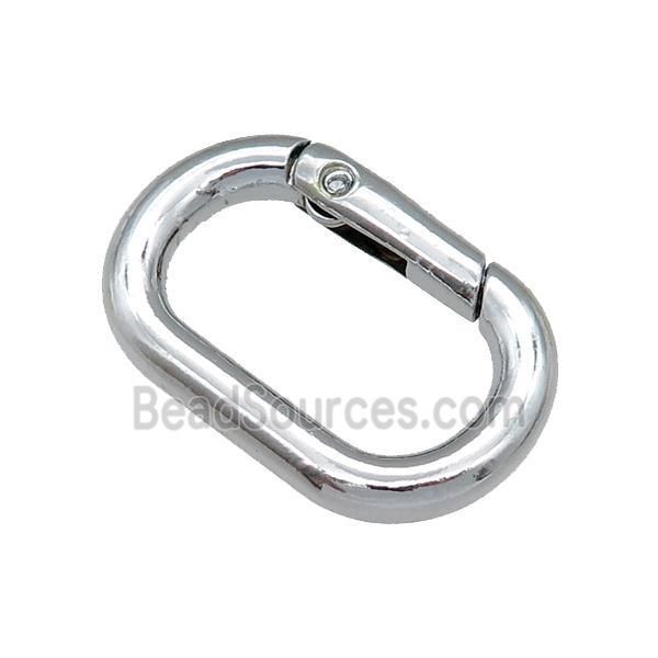 copper Carabiner Clasp, oval, platinum plated