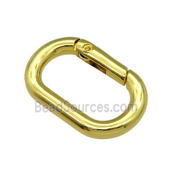 copper Carabiner Clasp, oval, gold plated