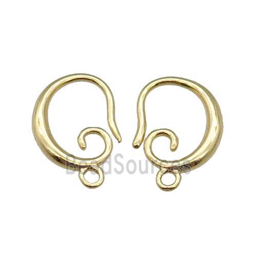 copper Hook Earring, gold plated