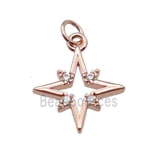 copper Star pendant paved zircon, rose gold