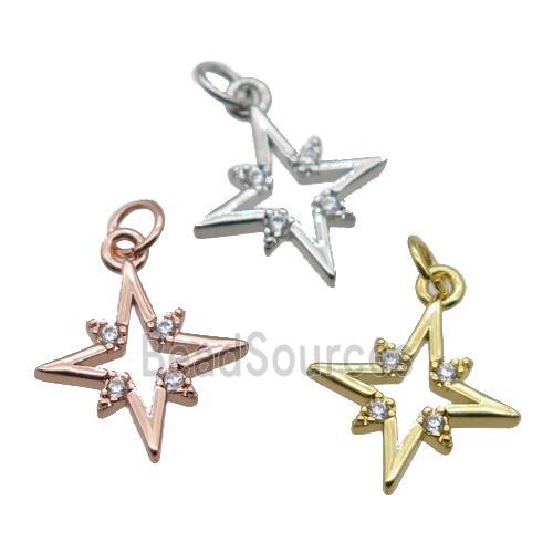 copper Star pendant paved zircon, mixed