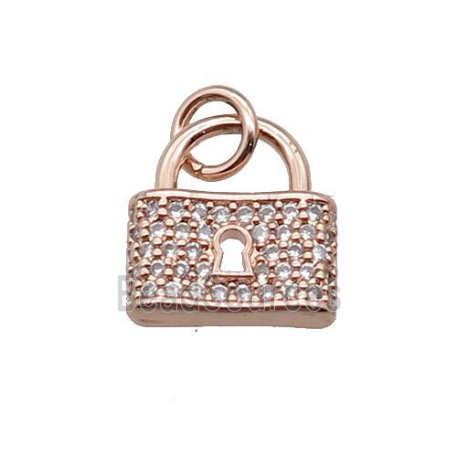 copper Lock pendant paved zircon, rose gold