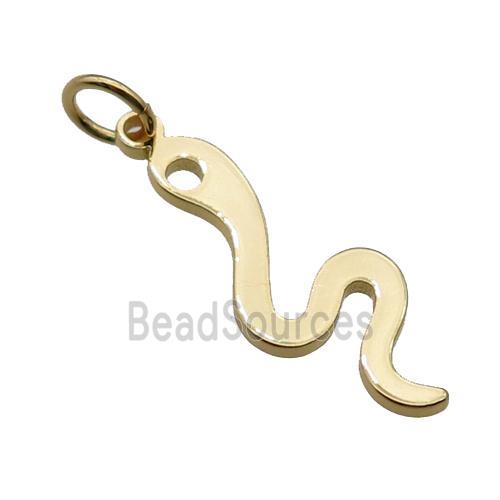 copper snake pendant, gold plated