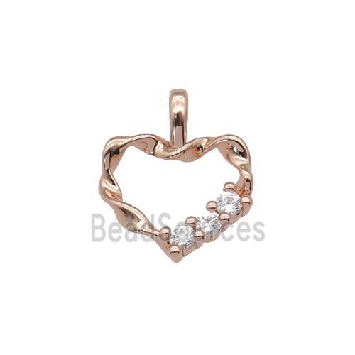 copper Heart pendant paved zircon, rose gold