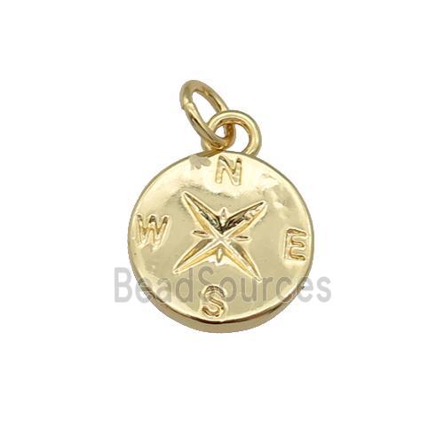 copper Compass pendant, gold plated