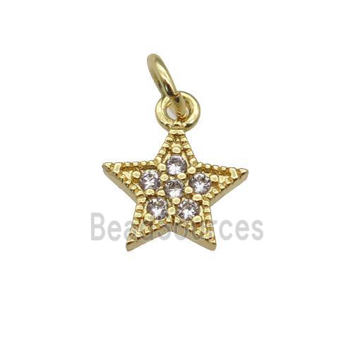 copper star pendant pave zircon, gold plated