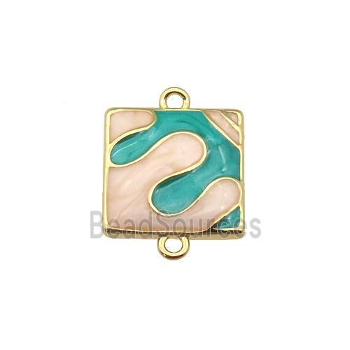 copper square connector with enamel, puzzle, gold plated