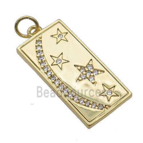 copper Moon star pendant paved zirocn, gold plated