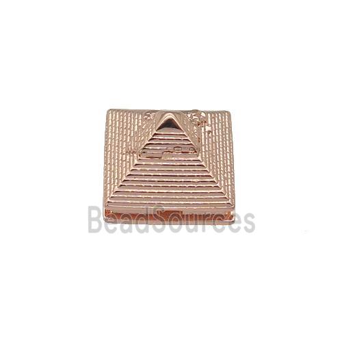 coppery Pyramid charm beads, rose gold