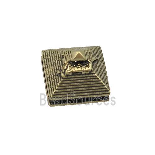 coppery Pyramid charm beads, antique bronze