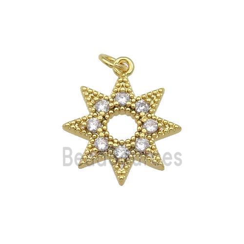 copper star pendant paved zircon, gold plated