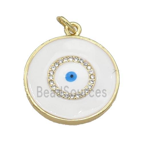 copper coin Eye pendant with withe enamel, gold plated