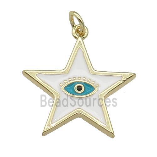 copper star Eye pendant with withe enamel, gold plated