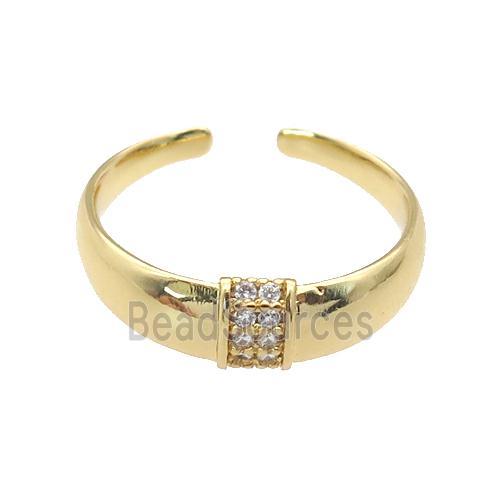 copper Ring paved zircon, gold plated