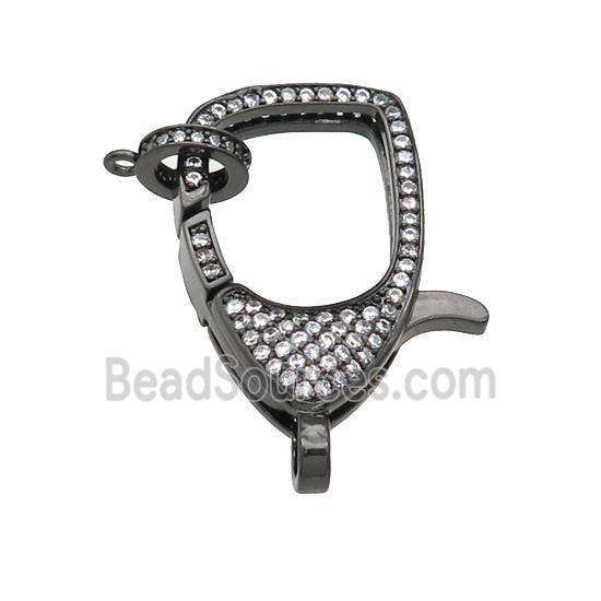 copper Lobster Clasp paved zircon, black plated