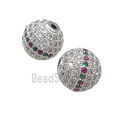 round copper Beads pave green zircon, platinum plated