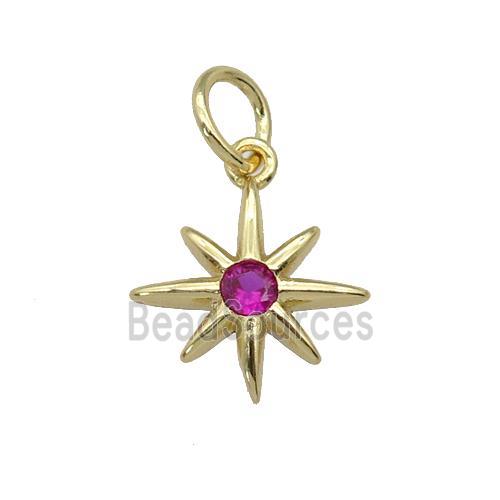 copper Northstar pendant paved zircon, gold plated