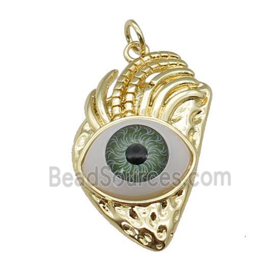 copper green Eye pendant, gold plated