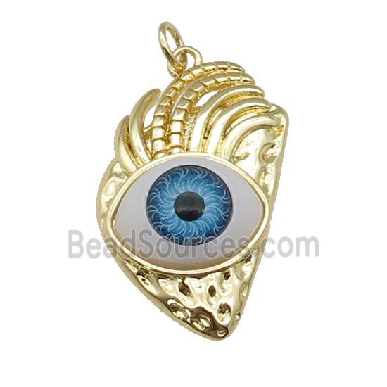 copper blue Eye pendant, gold plated