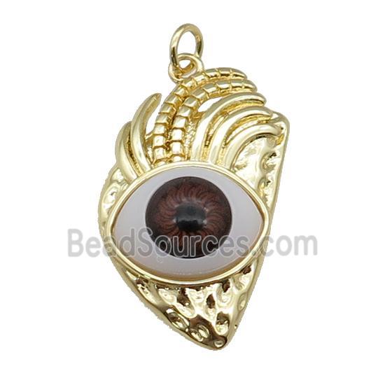 copper red Eye pendant, gold plated