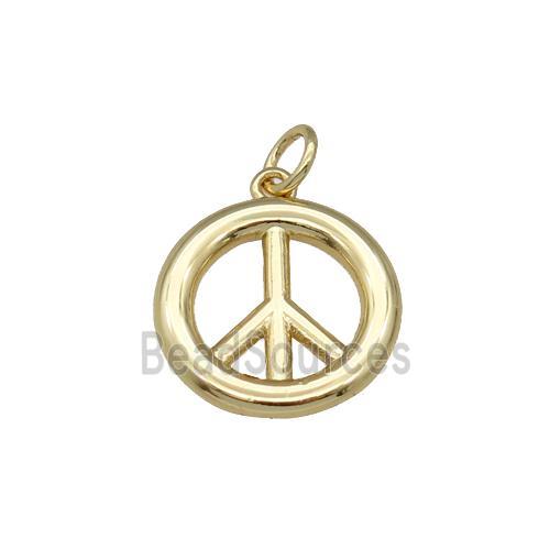 copper Peace Sign pendant, gold plated