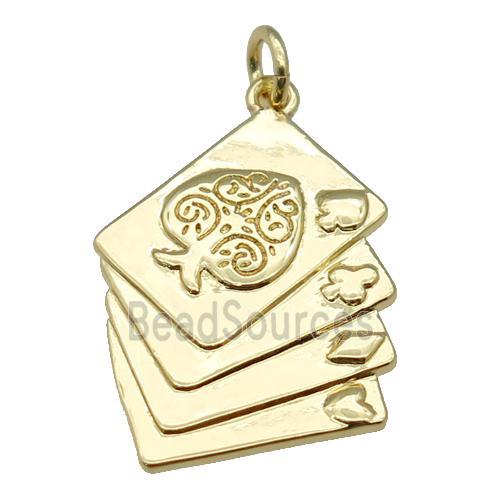 copper Playing Card pendant, gold plated