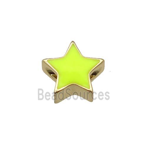 copper Star beads with yellow enamel, gold plated