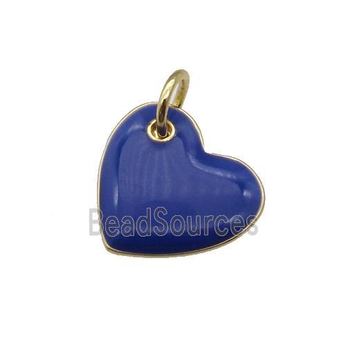 copper Heart pendant with navyblue enamel, gold plated