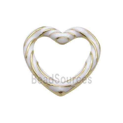 copper Heart pendant with white enamel, gold plated