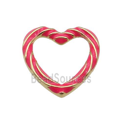 copper Heart pendant with lt.red enamel, gold plated