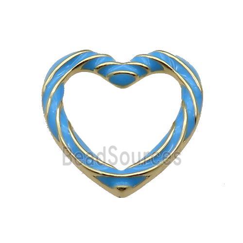 copper Heart pendant with blue enamel, gold plated