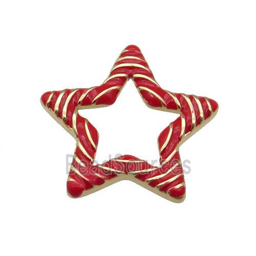 copper Star pendant with red enamel, gold plated