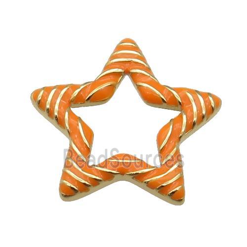 copper Star pendant with orange enamel, gold plated