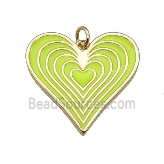 copper Heart pendant with yellow enamel, gold plated