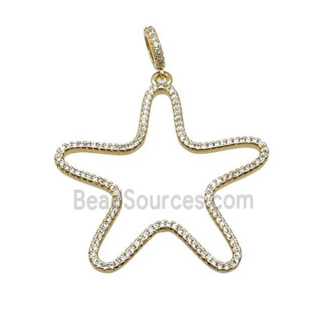 copper Star pendant paved zircon, gold plated