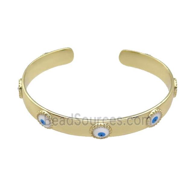 copper Bangles with enamel Evil Eye, gold plated