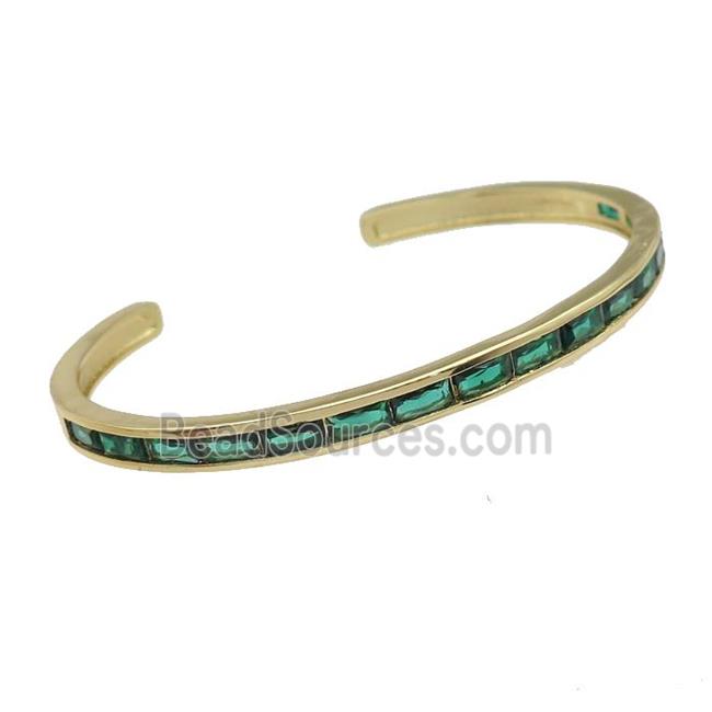 copper Bangles paved green zircon, gold plated