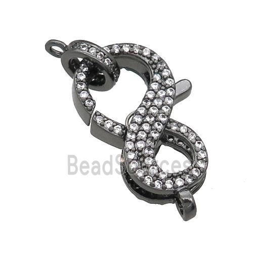 copper Lobster Clasp paved zircon, black plated