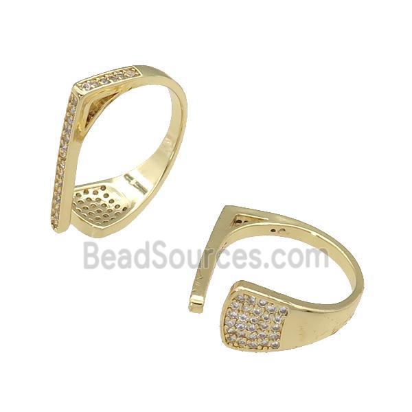 copper Rings paved zircon, gold plated