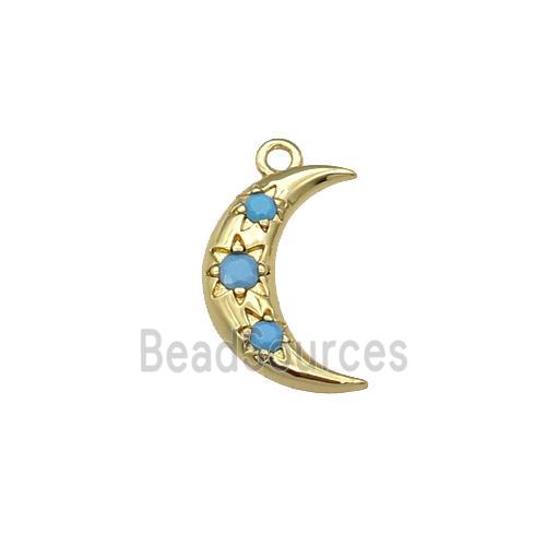 copper Moon pendant paved turq zircon, gold plated